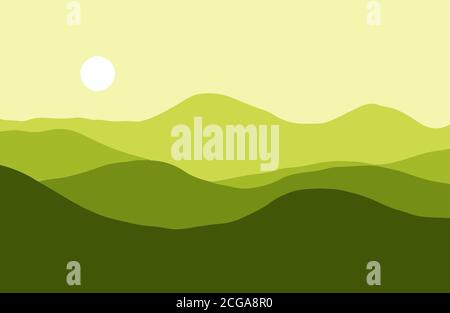 Berge im Dunst bei Sonnenuntergang - Vektor-Illustration Stock Vektor