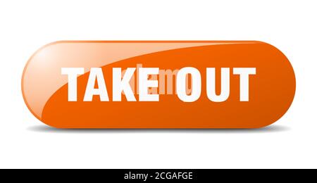 Take Out Knopf. Abgerundetes Glasschild. Aufkleber. Banner Stock Vektor