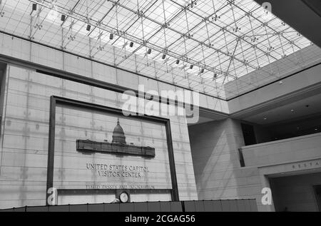 United States Capitol Visitor Center in schwarz und weiß, Washington DC, USA Stockfoto