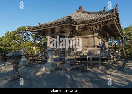 Godaido, ein buddhistischer Tempel mit Blick auf die Bucht von Matsushima in der Präfektur Miyagi, Japan. Stockfoto