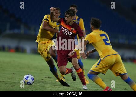 Frosinone, Italien. September 2020. Gonzalo Villar (Roma) in Aktion während des Freundschaftsspiel zwischen Frosinone Calcio und AS Roma im Stadio Benito Stirpe am 9. September 2020 in Frosinone, Italien. (Foto von Giuseppe Fama/Pacific Press) Quelle: Pacific Press Media Production Corp./Alamy Live News Stockfoto