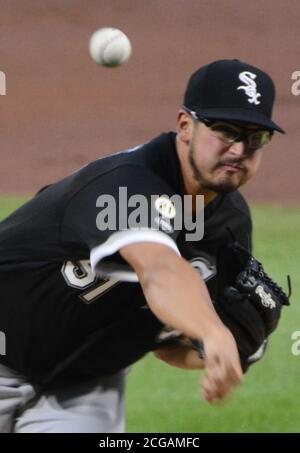 Pittsburgh, Usa. September 2020. Chicago White Sox Starterkrug Dane Dunning (51) startet gegen Pittsburgh Pirates im PNC Park am Mittwoch, 9. September 2020 in Pittsburgh. Foto von Archie Carpenter/UPI Kredit: UPI/Alamy Live News Stockfoto