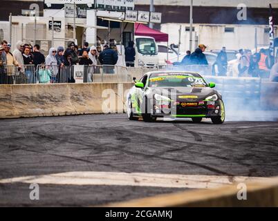 14. März 2020, Calder Park Raceway, Victoria, Australien. VicDrift Championship Runde 1. Der Driftcadet Toyota GT86 driftet um die letzte Ecke. Stockfoto