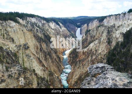 Yellowstone Canyon Lower Falls am Yellowstone River von 'Artist Point', Wyoming, USA Stockfoto