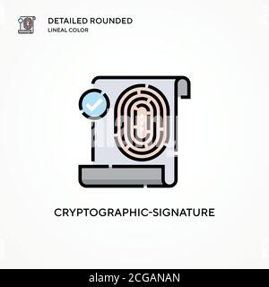 Vektorsymbol für kryptografische Signaturen. Moderne Vektorgrafik Konzepte. Einfach zu bearbeiten und anzupassen. Stock Vektor