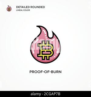 Symbol „Proof-of-Burn“. Moderne Vektorgrafik Konzepte. Einfach zu bearbeiten und anzupassen. Stock Vektor