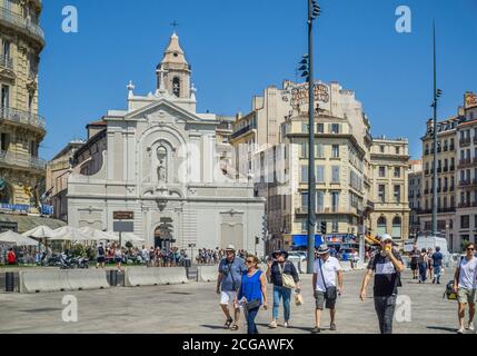 Église Saint-Ferréol les Augustins, römisch-katholische Kirche im Alten Hafen von Marseille, Département Bouches-du-Rhône, Frankreich Stockfoto