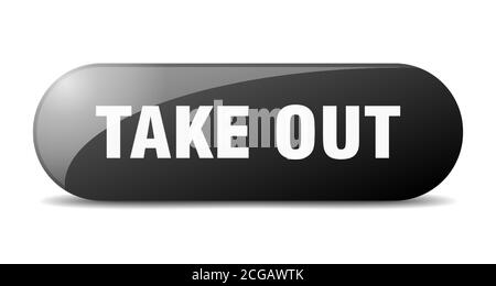 Take Out Knopf. Abgerundetes Glasschild. Aufkleber. Banner Stock Vektor