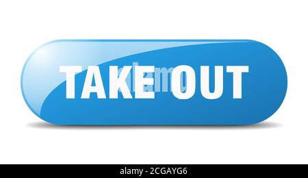 Take Out Knopf. Abgerundetes Glasschild. Aufkleber. Banner Stock Vektor
