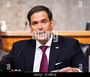 Washington, Usa. September 2020. US-Senator Marco Rubio (R-FL) spricht bei einer Anhörung des Senats Intelligence Committee. Kredit: SOPA Images Limited/Alamy Live Nachrichten Stockfoto