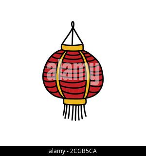 chinesische Laterne Doodle Symbol, Vektor-Illustration Stock Vektor
