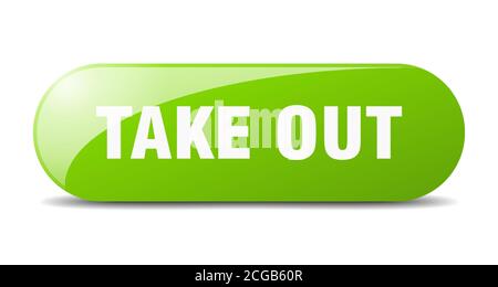 Take Out Knopf. Abgerundetes Glasschild. Aufkleber. Banner Stock Vektor