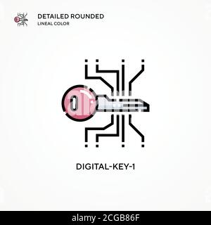 Digital-Key-1 Vektorsymbol. Moderne Vektorgrafik Konzepte. Einfach zu bearbeiten und anzupassen. Stock Vektor