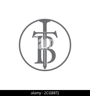 Schreiben tb Schwert design logo Vektor Stock Vektor