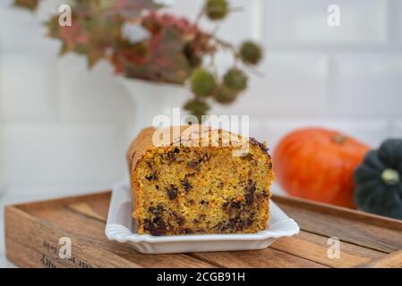 Süße hausgemachte Kürbiskuchen mit Schokolade Stockfoto