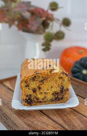 Süße hausgemachte Kürbiskuchen mit Schokolade Stockfoto