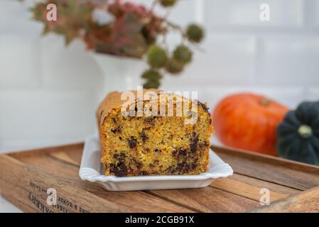 Süße hausgemachte Kürbiskuchen mit Schokolade Stockfoto