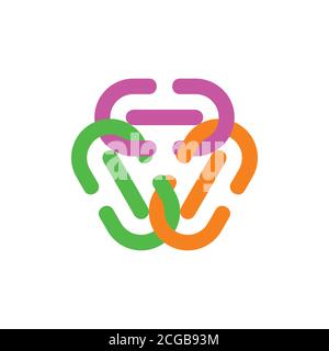 Chain Linked bunten Dreieck Logo Vektor Stock Vektor