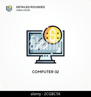 Computer-32 Vektorsymbol. Moderne Vektorgrafik Konzepte. Einfach zu bearbeiten und anzupassen. Stock Vektor