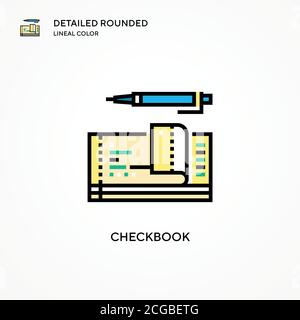 Symbol für Scheckbuch-Vektor. Moderne Vektorgrafik Konzepte. Einfach zu bearbeiten und anzupassen. Stock Vektor