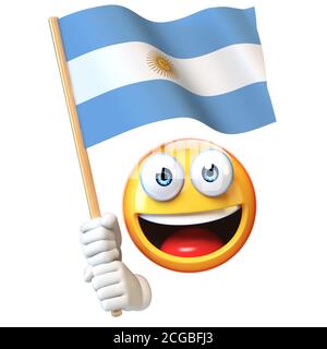 Emoji mit argentinischer Flagge, Emoticon winkt Nationalflagge von Argentinien 3d-Rendering Stockfoto