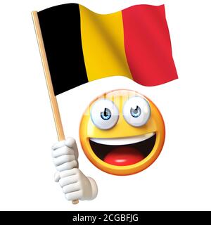 Emoji mit belgischer Flagge, Emoticon winkt Nationalflagge von Belgien 3d-Rendering Stockfoto