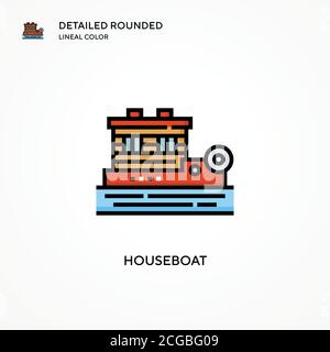 Vektorsymbol Hausboot. Moderne Vektorgrafik Konzepte. Einfach zu bearbeiten und anzupassen. Stock Vektor