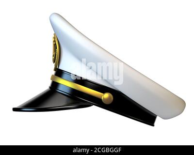 Navy Cap, Schiffsoffizier, Admiral, Seemann, Kapitän Marine Hut Vorderansicht 3d-Rendering Stockfoto