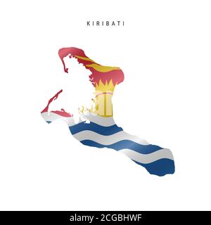 Karte mit wehender Flagge von Kiribati. Vektorgrafik Stock Vektor