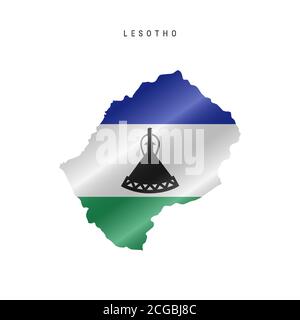 Karte mit wehender Flagge von Lesotho. Vektorgrafik Stock Vektor