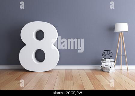 Modell Innenfont 3d-Rendering-Nummer 8 Stockfoto