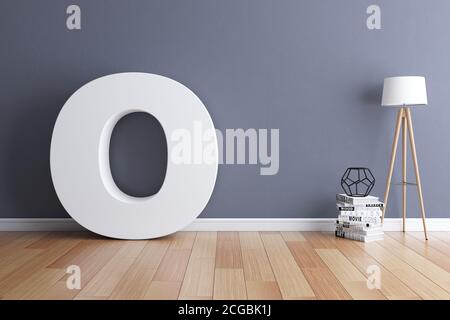 Modell Innenschrift 3d-Rendering Buchstabe O Stockfoto