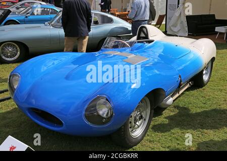 Jaguar D-Type Fortsetzung, Jaguar Classic Messestand, Concours of Elegance 2020, Hampton Court Palace, London, Großbritannien, Europa Stockfoto