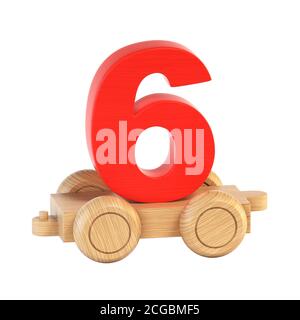 Train font on wheels 3d Rendering number 6 Stockfoto