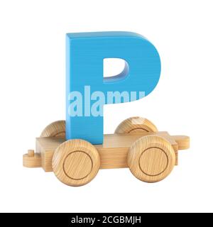 Train font on wheels 3d Rendering Letter P Stockfoto