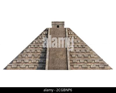 Maya-Pyramide isoliert auf weißem 3d-Rendering Stockfoto
