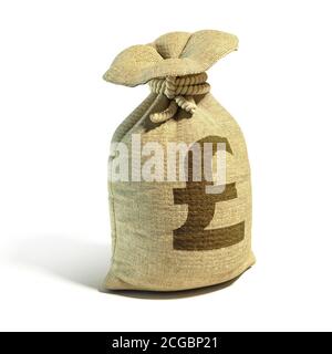 Geld Sack voller Pfund mit Pfund Zeichen 3d-Rendering Stockfoto