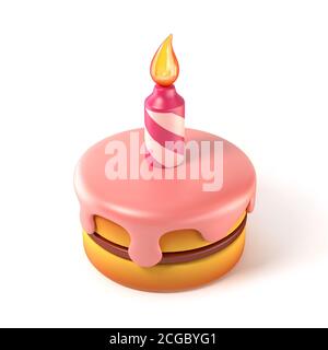 Kleine Geburtstagstorte 3d-Symbol Stockfoto