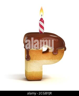 Geburtstagstorte Schriftbuchstabe P Stockfoto