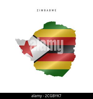 Karte mit wehender Flagge von Simbabwe. Vektorgrafik Stock Vektor