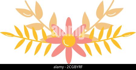 Dekorative Blumen und trockene Blätter Symbol auf weißem Hintergrund, flachen Stil, Vektor-Illustration Stock Vektor
