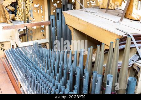 Kirchenorgel Flötenpfeifen Stockfoto