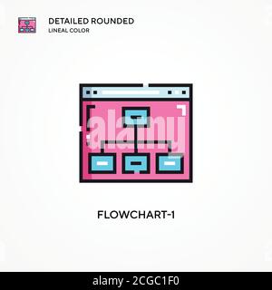 Flussdiagramm-1 Vektorsymbol. Moderne Vektorgrafik Konzepte. Einfach zu bearbeiten und anzupassen. Stock Vektor
