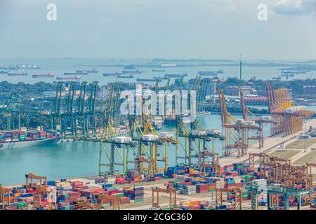 Luftaufnahme des Hafens von Singapur, Tanjong Pagar Stockfoto