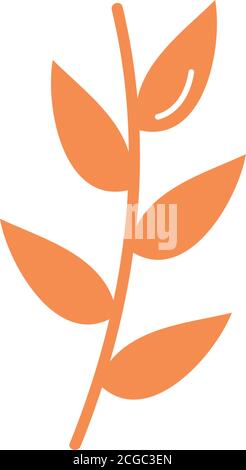 Herbststamm mit Blättern Symbol auf weißem Hintergrund, flacher Stil, Vektor-Illustration Stock Vektor