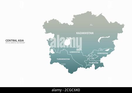 zentralasien Länder Vektorkarte. Stock Vektor