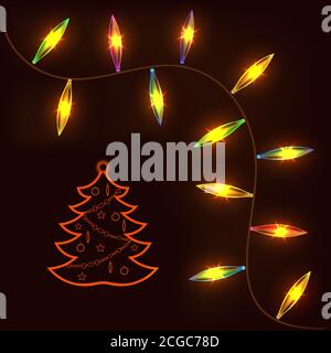 Girlande auf dunklem Hintergrund Stock Vektor