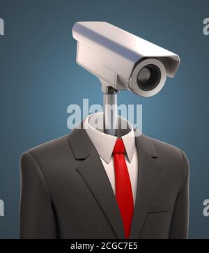 3D-Rendering der robotischen Überwachungskamera Stockfoto