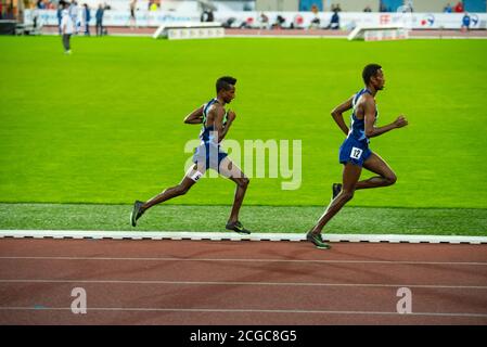 OSTRAVA, TSCHECHISCHE REPUBLIK, SEPTEMBER. 8. 2020: Selemon Barega äthiopische Langstreckenläufer in 5000 Meter professionelle Leichtathletik-Rennen, Vorbereitung für Stockfoto