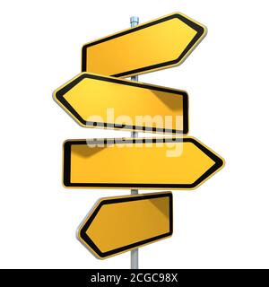 Leere Straßenschilder, die in die verschiedenen Richtungen zeigen Stockfoto